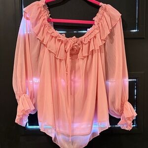 SHEIN Light Pink Ruffle Blouse. Girls night out.